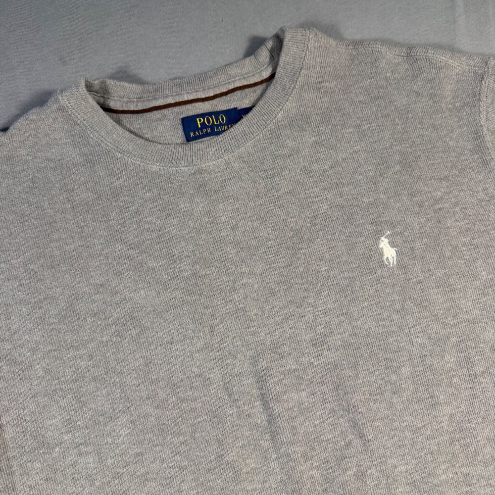 Polo Ralph Lauren Mens XL Gray Cotton Crewneck Sweater Embroidered Pony Logo